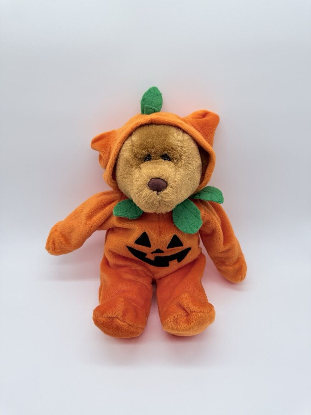 GAC 1998 Halloween Teddy Bear Pumpkin Jack O Lantern Plush Stuffed Animal Toy